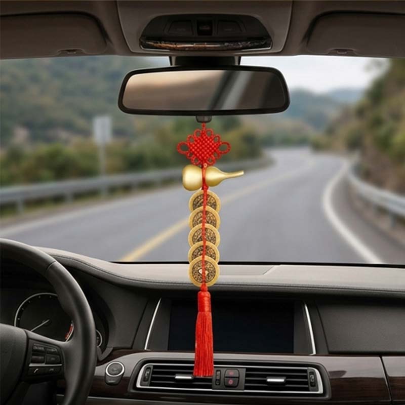 Consecrated Brass Gourd Five Emperor Coins Hanging Charm | Traditional Feng Shui Evil Warding & Prosperity Amulet 【開光擋煞】純銅葫蘆五帝錢掛件 | 車載辟邪保平安 化解門對門防小人 匯聚五方財氣 - Image 3