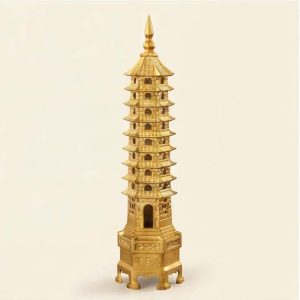Consecrated Solid Brass 9-Tier Wen Chang Pagoda (25cm) | Traditional Feng Shui Academic & Career Mascot 【開光旺文】25cm純銅九層文昌塔擺件 | 利學業考功名 啟智慧 步步高升旺事業
