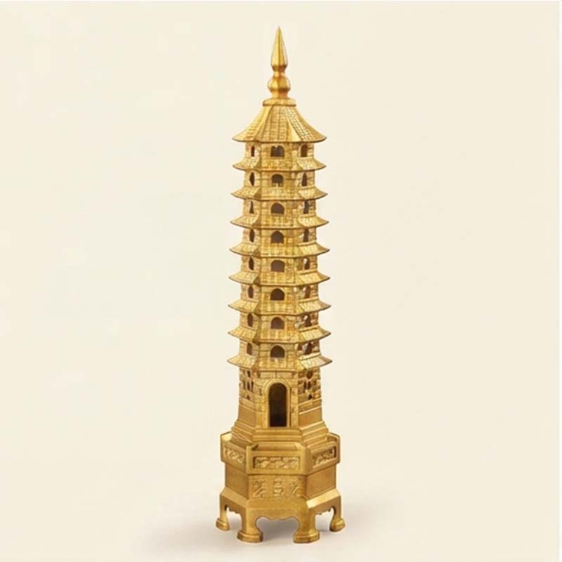 Consecrated Solid Brass 9-Tier Wen Chang Pagoda (25cm) | Traditional Feng Shui Academic & Career Mascot 【開光旺文】25cm純銅九層文昌塔擺件 | 利學業考功名 啟智慧 步步高升旺事業