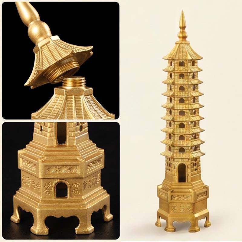 Consecrated Solid Brass 9-Tier Wen Chang Pagoda (25cm) | Traditional Feng Shui Academic & Career Mascot 【開光旺文】25cm純銅九層文昌塔擺件 | 利學業考功名 啟智慧 步步高升旺事業 - Image 3