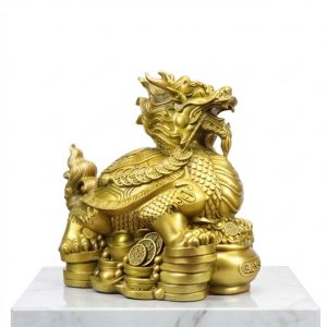 Consecrated Solid Brass Treasure Dragon Turtle Statue (1350g) | Traditional Feng Shui Wealth & Home Protection Mascot 【開光招財】純銅聚寶龍龜擺件(1350g重工) | 安家鎮宅 辟邪化煞 匯聚四方財源 保合家平安