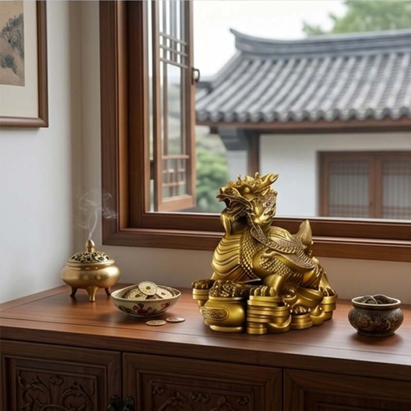 Consecrated Solid Brass Treasure Dragon Turtle Statue (1350g) | Traditional Feng Shui Wealth & Home Protection Mascot 【開光招財】純銅聚寶龍龜擺件(1350g重工) | 安家鎮宅 辟邪化煞 匯聚四方財源 保合家平安 - Image 2