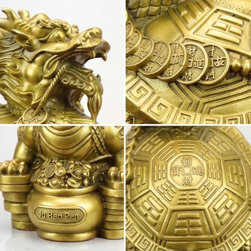 Consecrated Solid Brass Treasure Dragon Turtle Statue (1350g) | Traditional Feng Shui Wealth & Home Protection Mascot 【開光招財】純銅聚寶龍龜擺件(1350g重工) | 安家鎮宅 辟邪化煞 匯聚四方財源 保合家平安 - Image 3