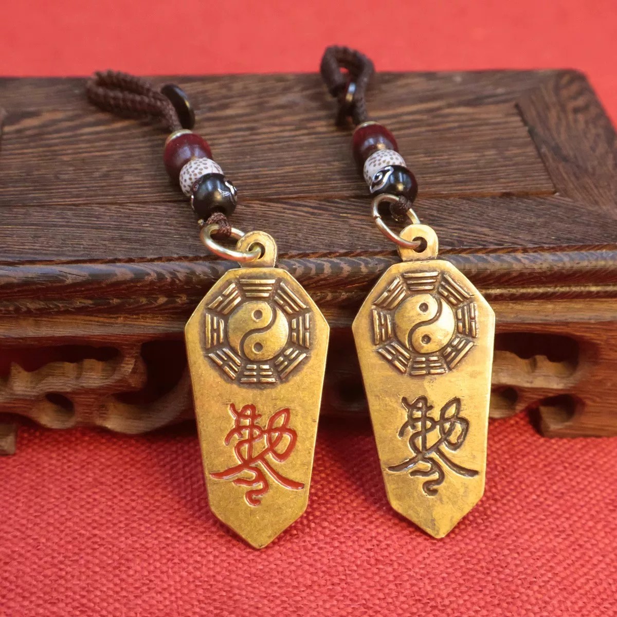 Vintage Brass Bagua Token Keychain | Traditional Chinese Culture Gift - Image 4
