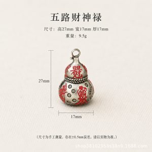 Original Chinese Style White Copper Gourd Pendant | Hand-Carved Antique Finish | Lucky Charm for Prosperity & Good Fortune (With Cord)
