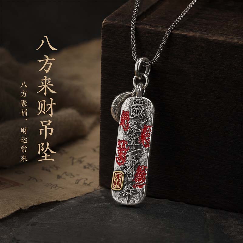 Handcrafted Cupronickel Eight-Directions Wealth Pendant - Five Road God of Wealth Talisman Necklace | Daoist Prosperity Amulet for Men Women - Image 4