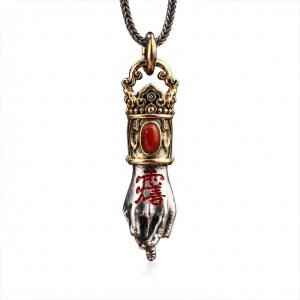 Handcrafted Cupronickel Wang Lingguan Sword-Seal Pendant | Daoist Guardian Deity Protective Amulet Necklace for Safety