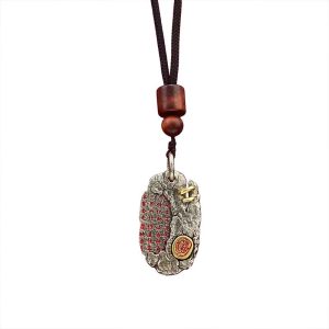 Handcrafted Cupronickel Golden Light Mantra Pendant | Daoist Eight Great Divine Protective Amulet Necklace