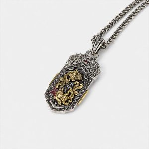 Handcrafted Cupronickel Golden Koi Twin-Fish Fortune Pendant | Chinese Prosperity & Good Luck Amulet Necklace