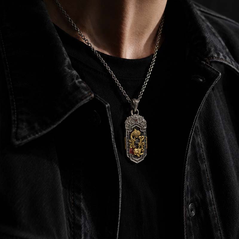 Handcrafted Cupronickel Golden Koi Twin-Fish Fortune Pendant | Chinese Prosperity & Good Luck Amulet Necklace - Image 2