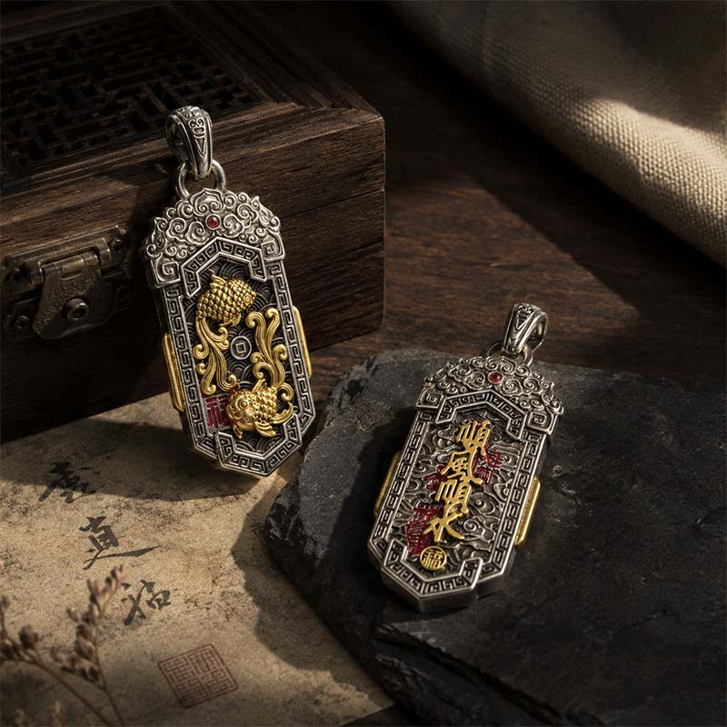 Handcrafted Cupronickel Golden Koi Twin-Fish Fortune Pendant | Chinese Prosperity & Good Luck Amulet Necklace - Image 4