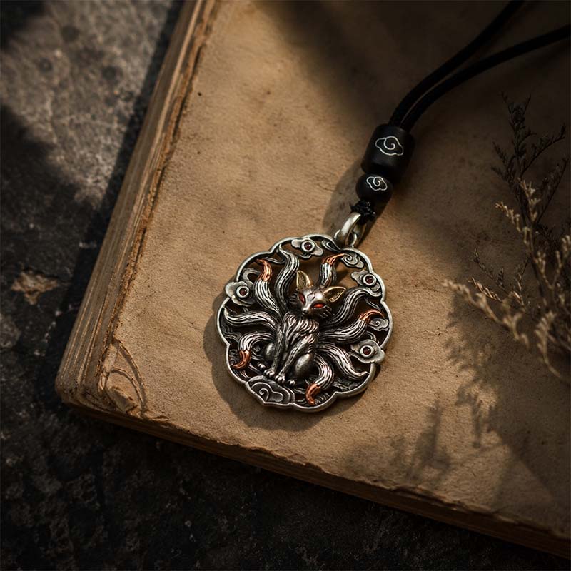 Handcrafted Cupronickel Nine-Tailed Fox Pendant | Auspicious Wisdom & Love Charm Necklace, East Asian Mythology - Image 3