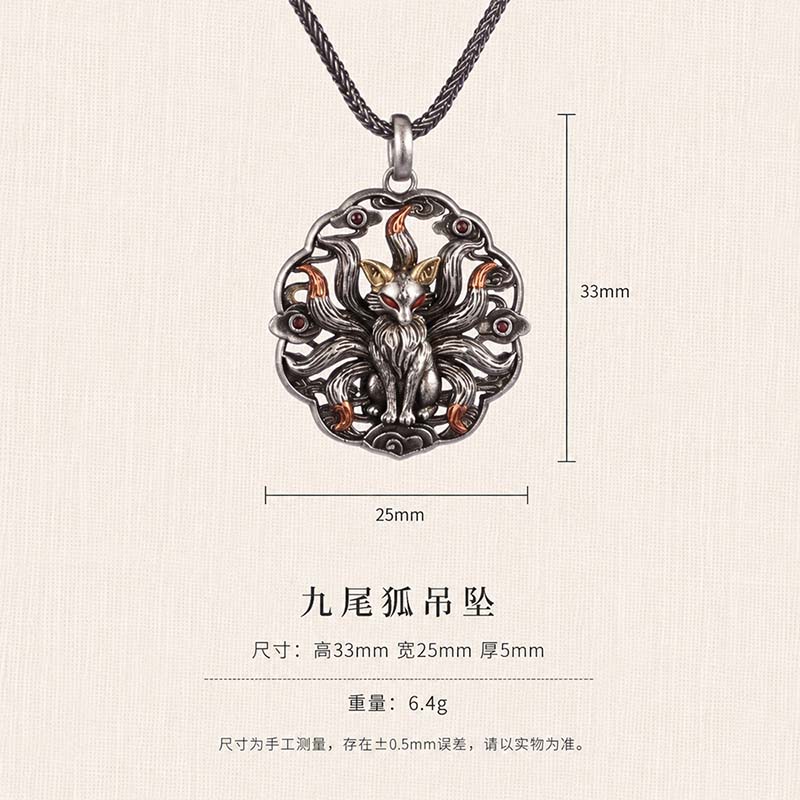 Handcrafted Cupronickel Nine-Tailed Fox Pendant | Auspicious Wisdom & Love Charm Necklace, East Asian Mythology - Image 5
