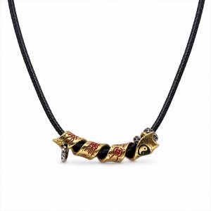 Handcrafted Cupronickel Nine-Character Mantra Gold Coil Pendant | Daoist Nine Syllable Protection Necklace