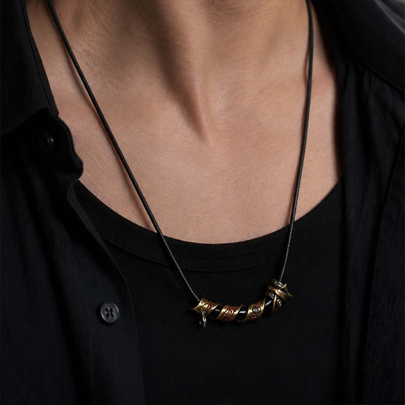 Handcrafted Cupronickel Nine-Character Mantra Gold Coil Pendant | Daoist Nine Syllable Protection Necklace - Image 2