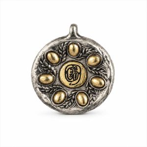 Handcrafted Cupronickel Seven Grains & Five Sacred Peaks Pendant | Daoist Wu Yue True-Form Talisman Protection Necklace