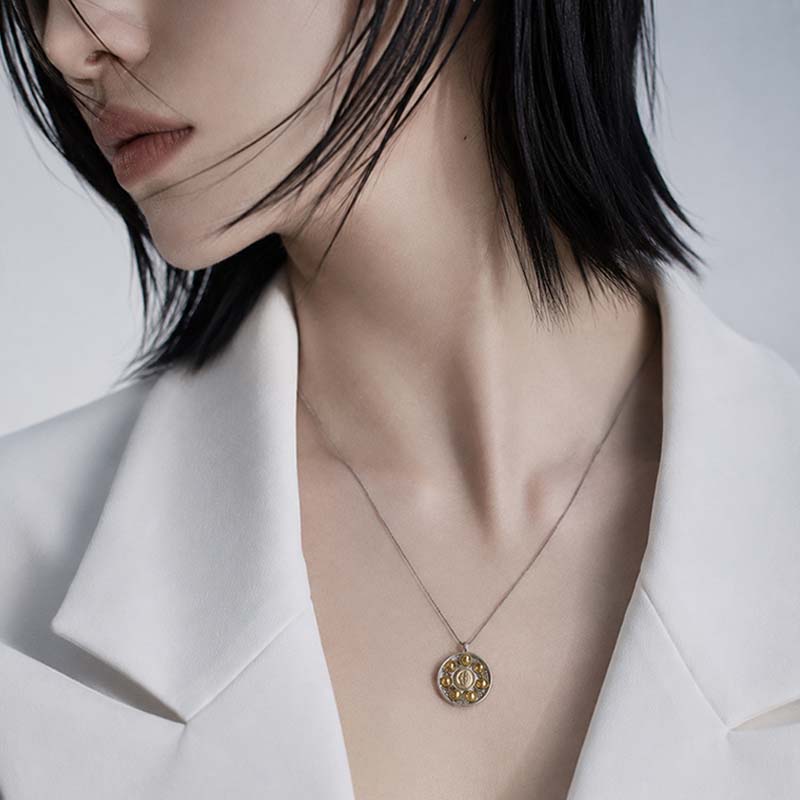 Handcrafted Cupronickel Seven Grains & Five Sacred Peaks Pendant | Daoist Wu Yue True-Form Talisman Protection Necklace - Image 2