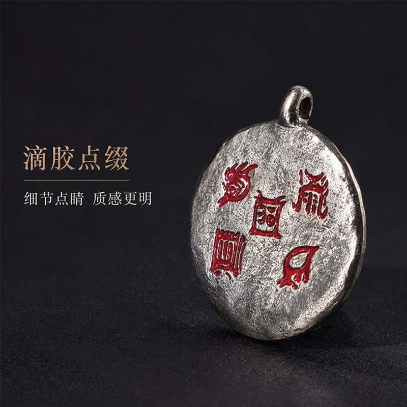 Handcrafted Cupronickel Seven Grains & Five Sacred Peaks Pendant | Daoist Wu Yue True-Form Talisman Protection Necklace - Image 4