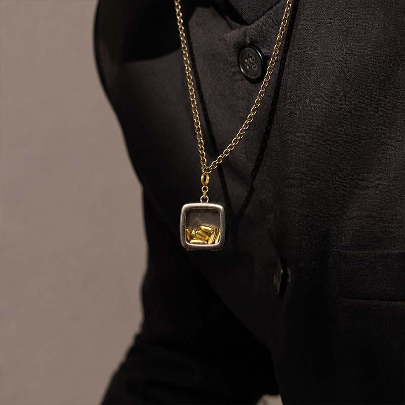 Handcrafted Cupronickel Seven Grains Treasure-Vessel Pendant | Seven Golden Rice Grains Wealth & Luck-Turning Amulet - Image 2