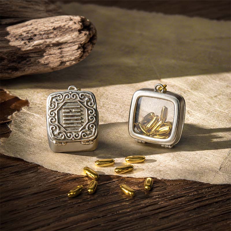 Handcrafted Cupronickel Seven Grains Treasure-Vessel Pendant | Seven Golden Rice Grains Wealth & Luck-Turning Amulet - Image 3