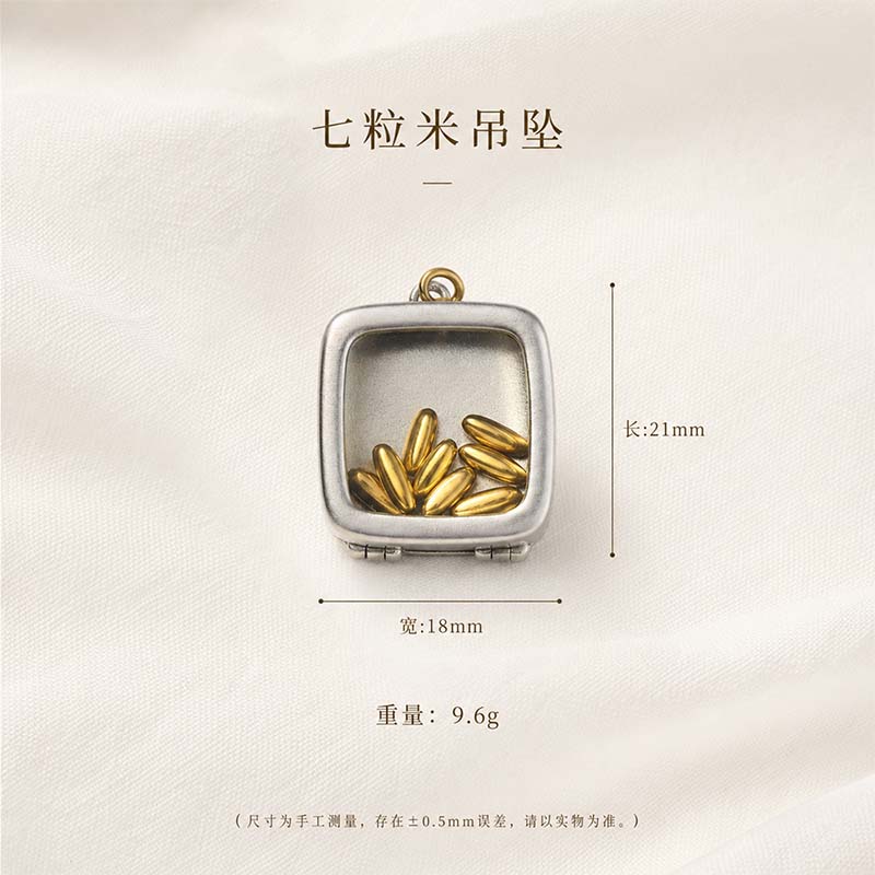 Handcrafted Cupronickel Seven Grains Treasure-Vessel Pendant | Seven Golden Rice Grains Wealth & Luck-Turning Amulet - Image 5