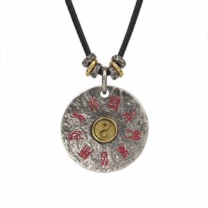 Handcrafted Cupronickel Taiji Thunder Patriarch Pendant | Daoist Lei Zu Holy Name Protection Disc Necklace