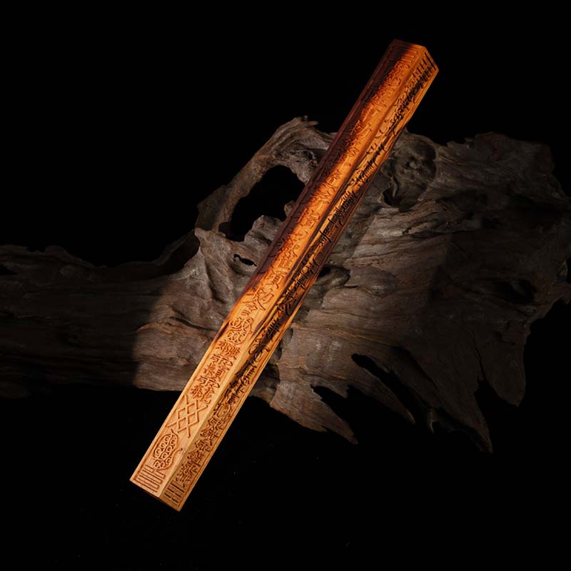 Consecrated Thunder-Struck Jujube Wood Tianpeng Ritual Ruler - 38cm | Daoist Sacred-Space Measuring & Protection Instrument - Image 2
