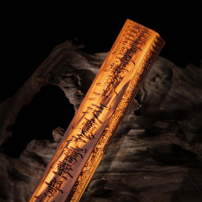 Consecrated Thunder-Struck Jujube Wood Tianpeng Ritual Ruler - 38cm | Daoist Sacred-Space Measuring & Protection Instrument - Image 3