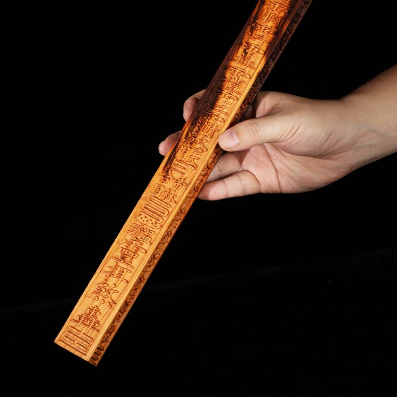 Consecrated Thunder-Struck Jujube Wood Tianpeng Ritual Ruler - 38cm | Daoist Sacred-Space Measuring & Protection Instrument - Image 4