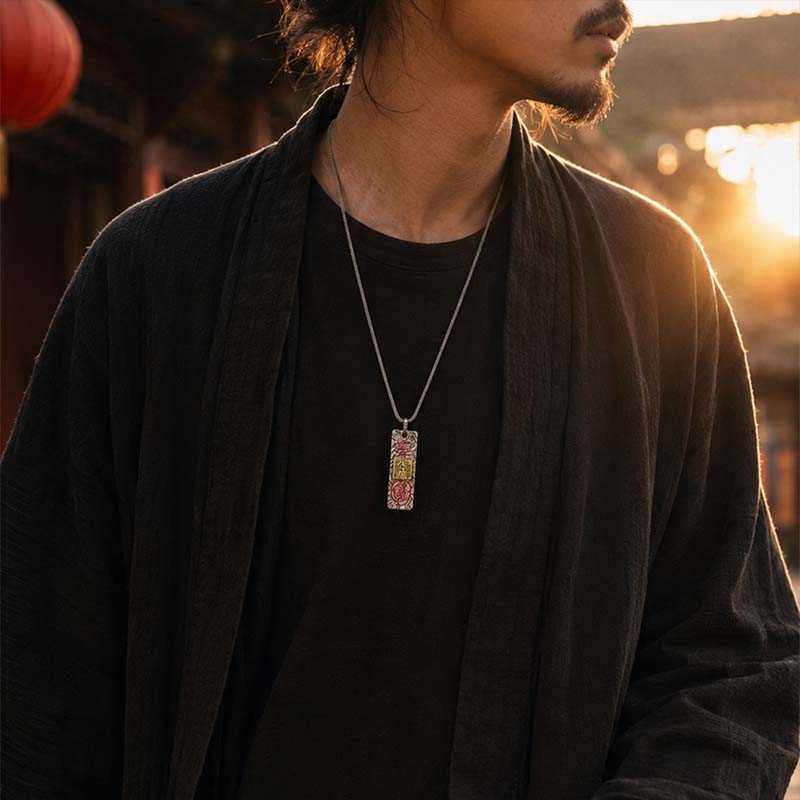 Handcrafted Cupronickel Celestial Master Golden Light Mantra Pendant | Daoist Jin Guang Zhou Protective Talisman Necklace - Image 2