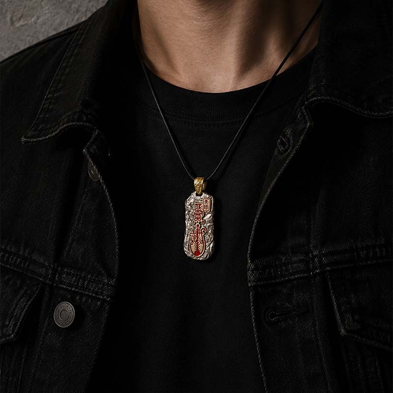 Handcrafted Cupronickel Wang Lingguan Peace Talisman Pendant | Daoist Guardian Deity Safety Amulet Necklace - Image 2