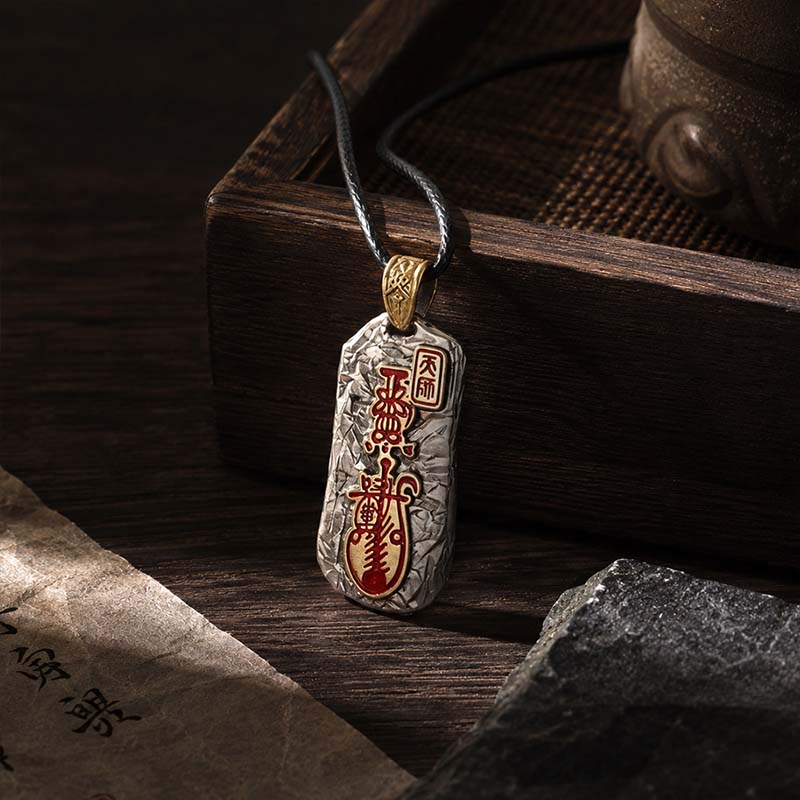 Handcrafted Cupronickel Wang Lingguan Peace Talisman Pendant | Daoist Guardian Deity Safety Amulet Necklace - Image 3