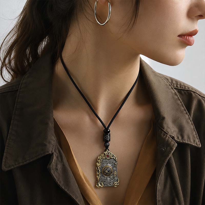 Handcrafted Cupronickel Ten-Thousand Names Tablet Pendant | Wan Shen Hui Daoist Bagua Exorcism Talisman Necklace - Image 2