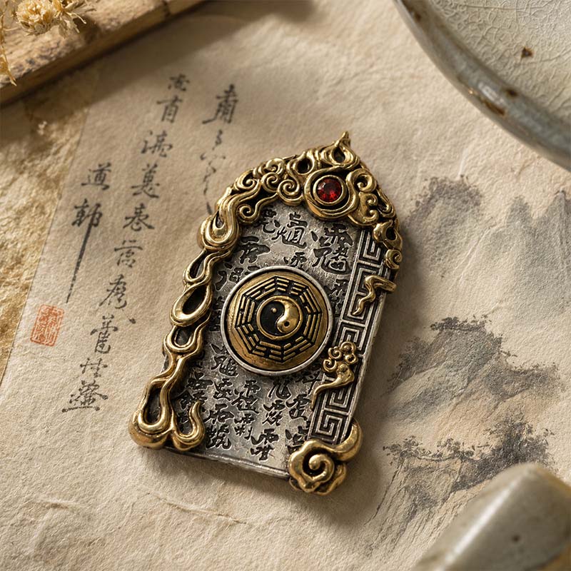 Handcrafted Cupronickel Ten-Thousand Names Tablet Pendant | Wan Shen Hui Daoist Bagua Exorcism Talisman Necklace - Image 3