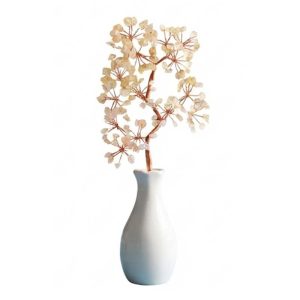 Consecrated Crystal Gemstone Tree in White Porcelain Vase - 4 Colors | Elegant Feng Shui Wealth Desk Ornament