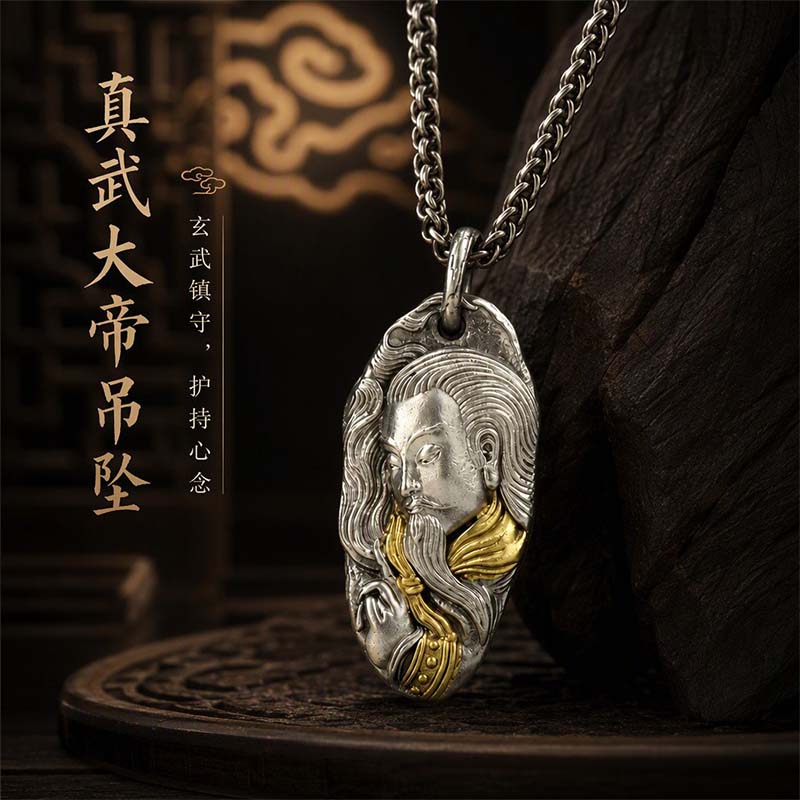 Handcrafted Cupronickel Zhenwu Great Emperor Pendant | Daoist Northern Supreme Warrior Deity Protective Amulet Necklace - Image 2