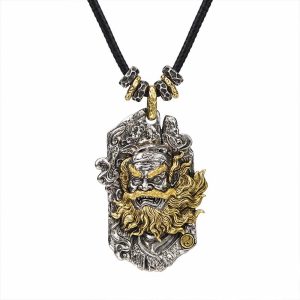 Handcrafted Cupronickel Zhong Kui Demon-Queller Pendant | Chinese Vanquisher of Evil Protective Amulet Necklace